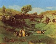 Gustave Courbet Les Demoiselles de Village oil